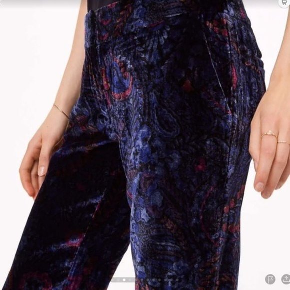 NWOT LOFT Slim Paisley Print Velvet Pants - Picture 3 of 6